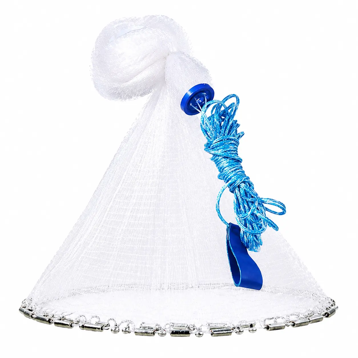 Fishing Cast Net, Heavy-Duty Easy-Throw Bait Casting Net with Chain Sinkers, Fast Sink Wide Bottom Spread Mesh Trap for Ocean/Lake/Creek Fishing, Bank or Boat Use Angling Accessories