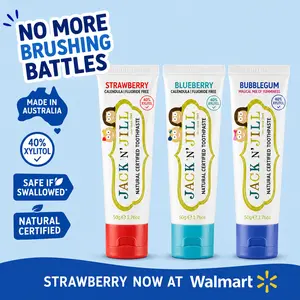 NEW! Three Pack Natural Certified Fluoride Free Baby and Kids Toothpaste: Strawberry, Blueberry and Bubblegum