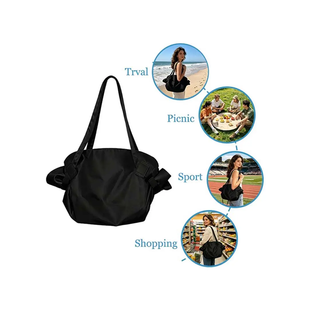 New shopping tote bag, multifunctional 2-in-1 foldable design, waterproof, lightweight, large-capacity organizer bag with shoulder strap—ideal for camping, beach picnics, groceries, gym, and everyday commuting and outdoor use.