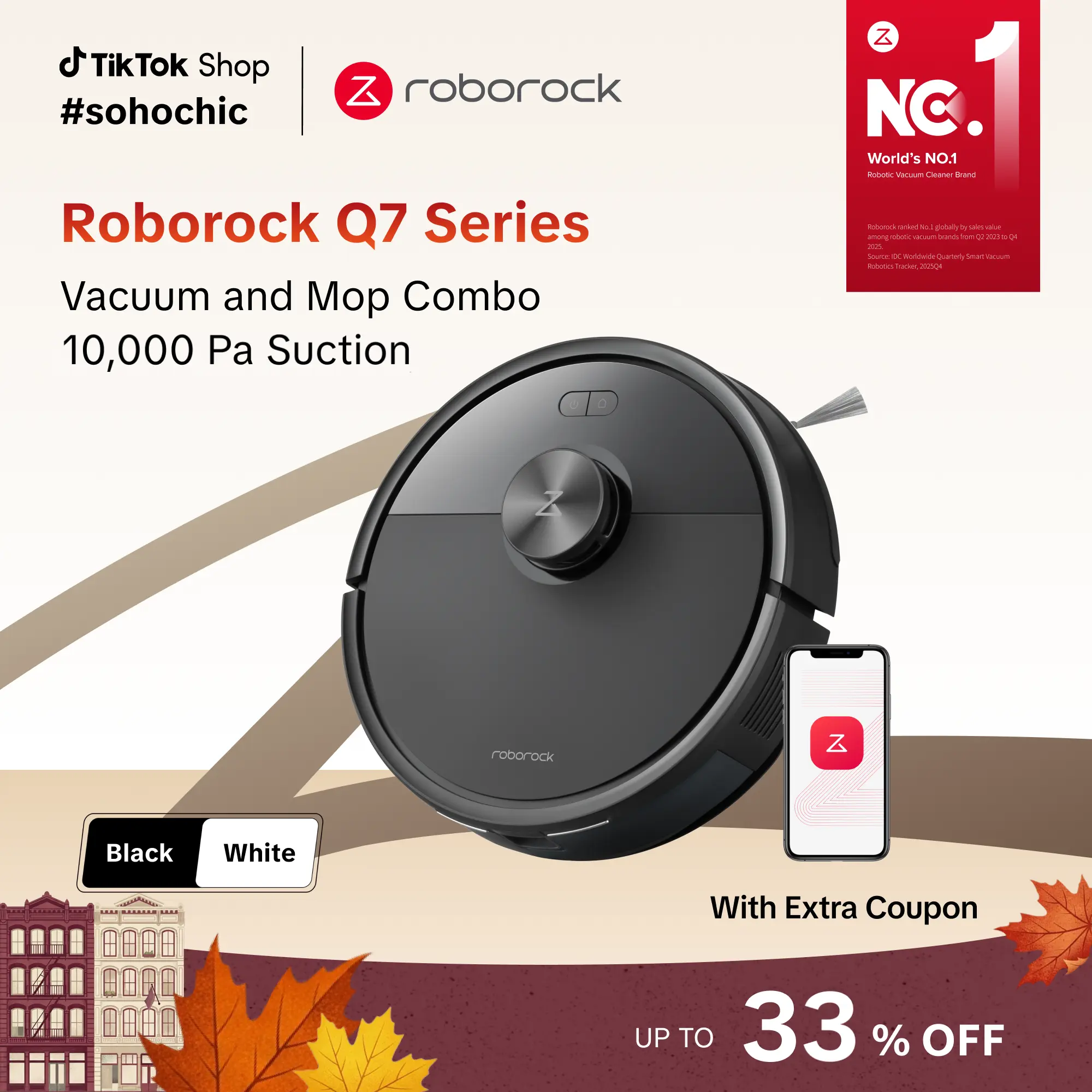 Roborock Q7 Series Vacuum-Mop Combo Robot, LiDAR Navigation, Pet Hair Handling, 10000 Pa Suction, Fully Cordless, Self-Charging Wi-Fi Vacuum, App Control, Manufacturer Warranty, Fathers Day Gift #tiktokshopstockup