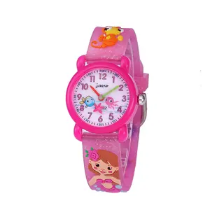 Adorable Mermaid in the Ocean 3ATM Waterproof Kids Watch with Gift Box Best Gift for Kids Learn Time Pink Strap
