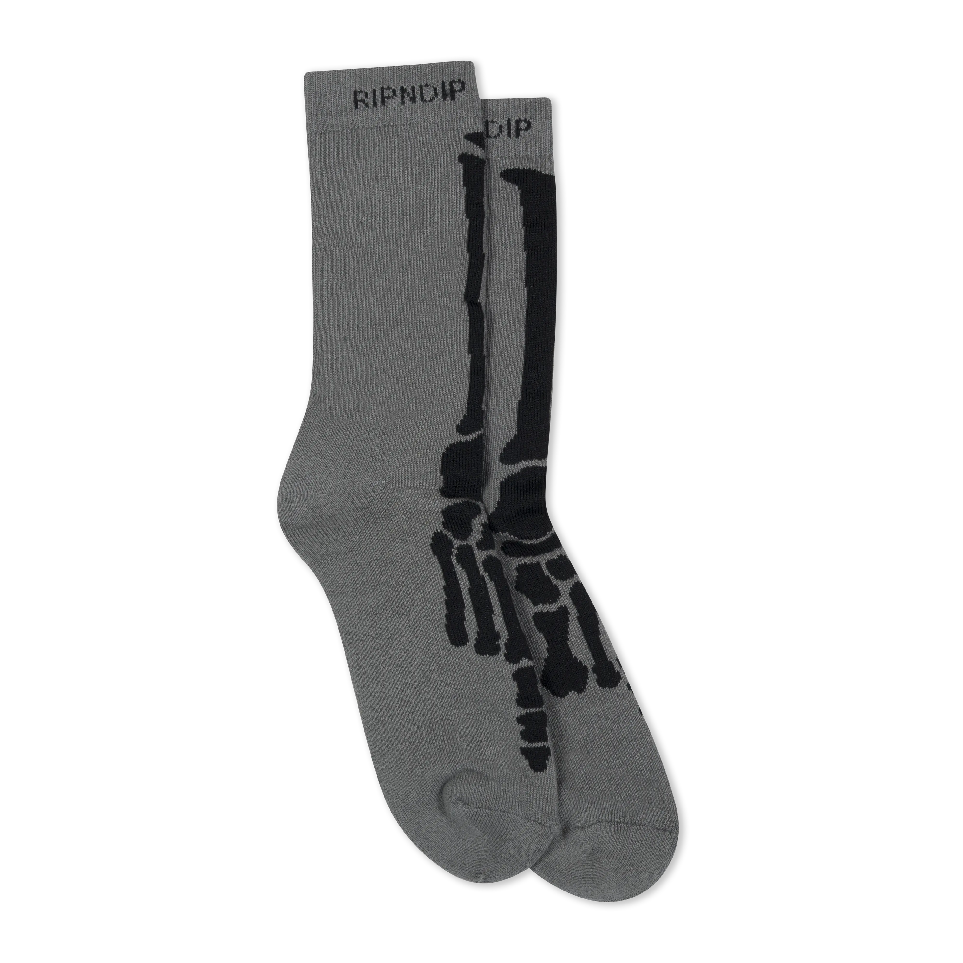 Charcoal Men's Crew Hosiery with Skelly Nerm Graphic, Breathable Menswear in a Stretch Cotton and Spandex Blend