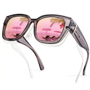 EUNOIALENS Women's Oversized Square Frame Polarized Fit Over Sunglasses - UV400 Protection, T-Zone Temple Detail, Stylish Wrap-Around Design for Driving, Daily Wear, Mens Sunglasses, Stylish Accessories, Square Frame Sunglasses
