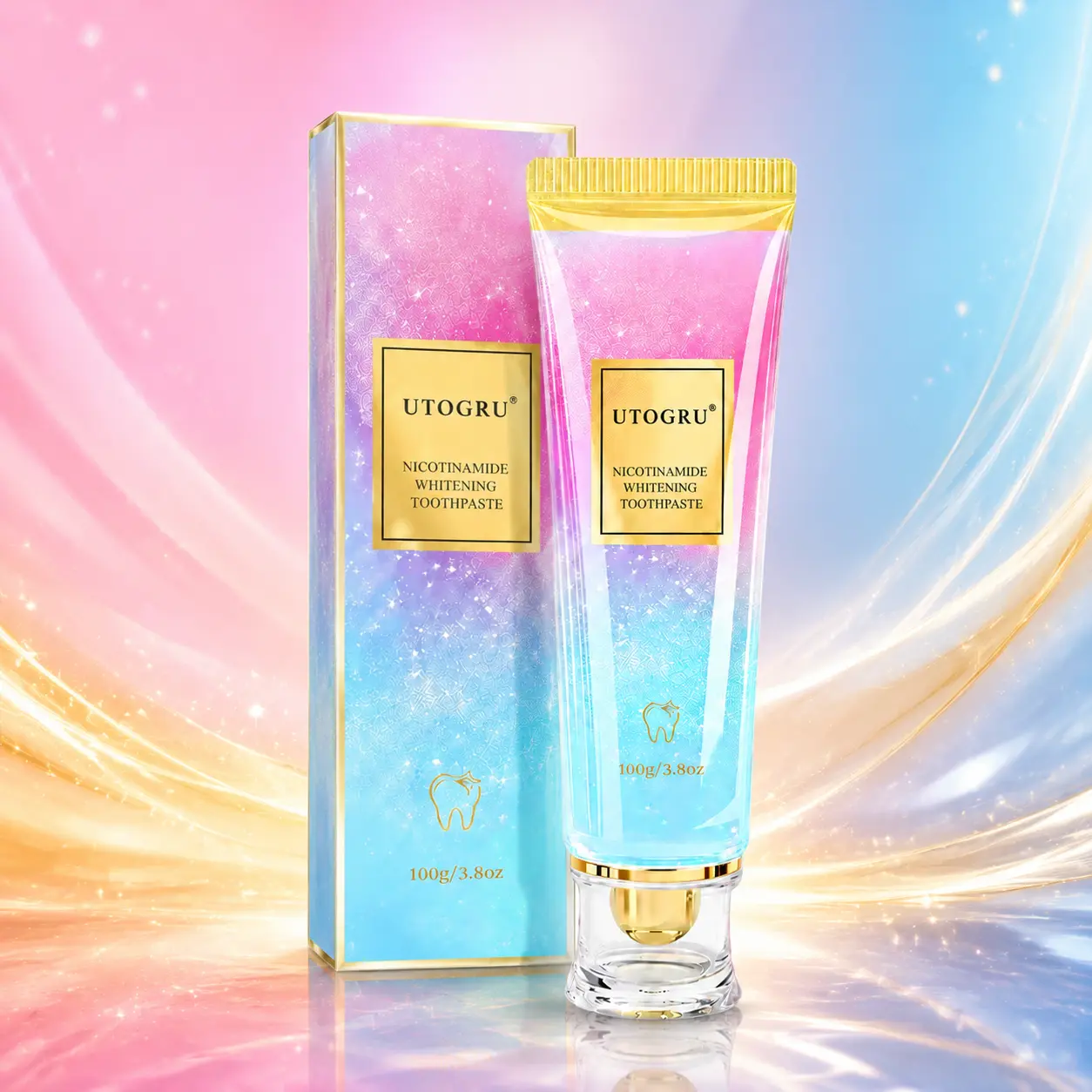 Glittering texture Niacinamide Whitening Toothpaste,my orders placedrecently by me， Niacinamide Intensive Whitening Toothpaste with Natural Gentle Care Deep Stain Removal Clean Peach Flavor, Improves Gum Health, Fresh Breath, a gift for Mom