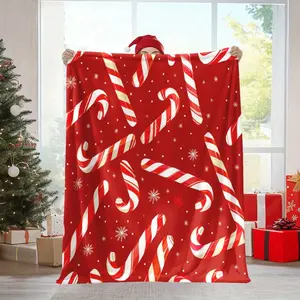 Soft Warm Flannel Cozy Candy Cane Christmas Blanket - Perfect For Naps, Camping & Travel - Ideal Holiday Gift For Friends, Family & Loved Ones