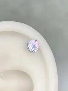 1Pc Color-changing Titanium Steel Earrings, Stud Earring Jewelry for Women Men Flat Back Stud Hypoallergenic Tragus Helix Cartilage for Multiple Piercing FlatBack Screw Back CZ 6mm 8mm
