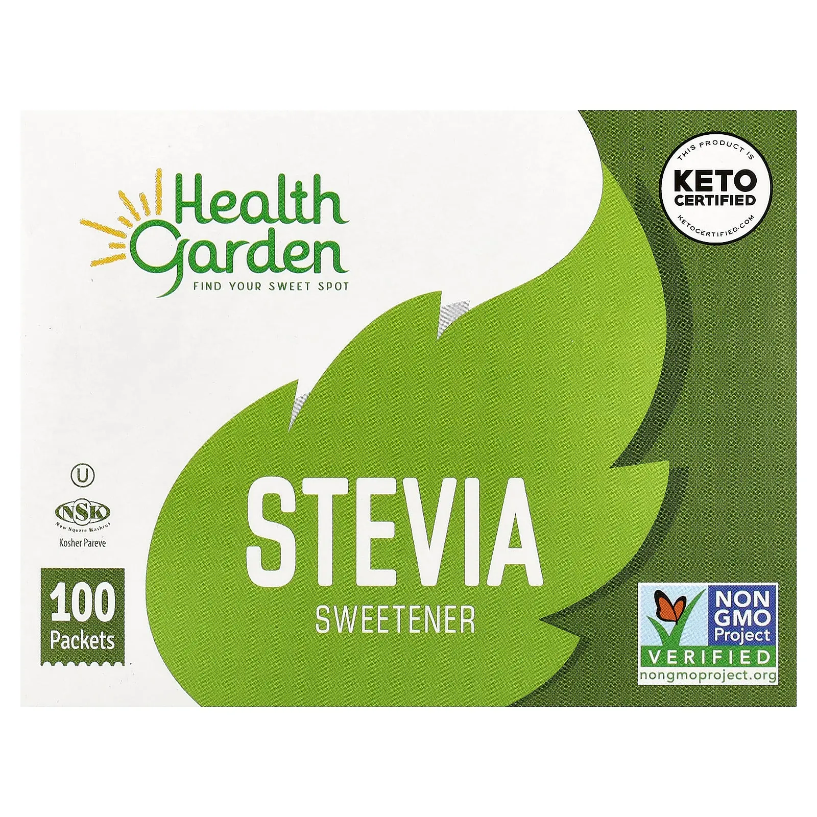 Health Garden Stevia Sweetener, 100 Packets