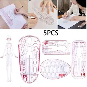 5/3/2pcs Doll Design Template Set, Sewing Ruler, Clothing Design, Easy Drawing Lightweight Quick, Sewing Design Tools