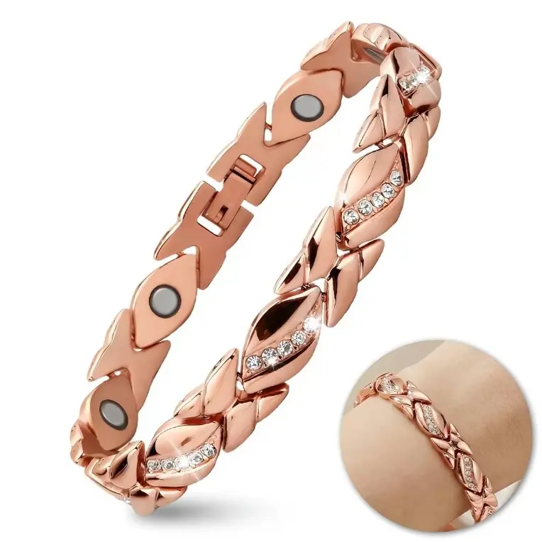 Pure Copper Bracelets for Women,Ultra Magnetic Bracelets for Women with 3500 Gauss Magnets,Crystal Valentine's Day Jewelry Gift, outdoor fun
