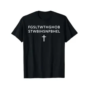 Men's Christian Faith Cross Symbol T Shirt with Encoded Text Design for Religious Believers And Spirituality Lovers