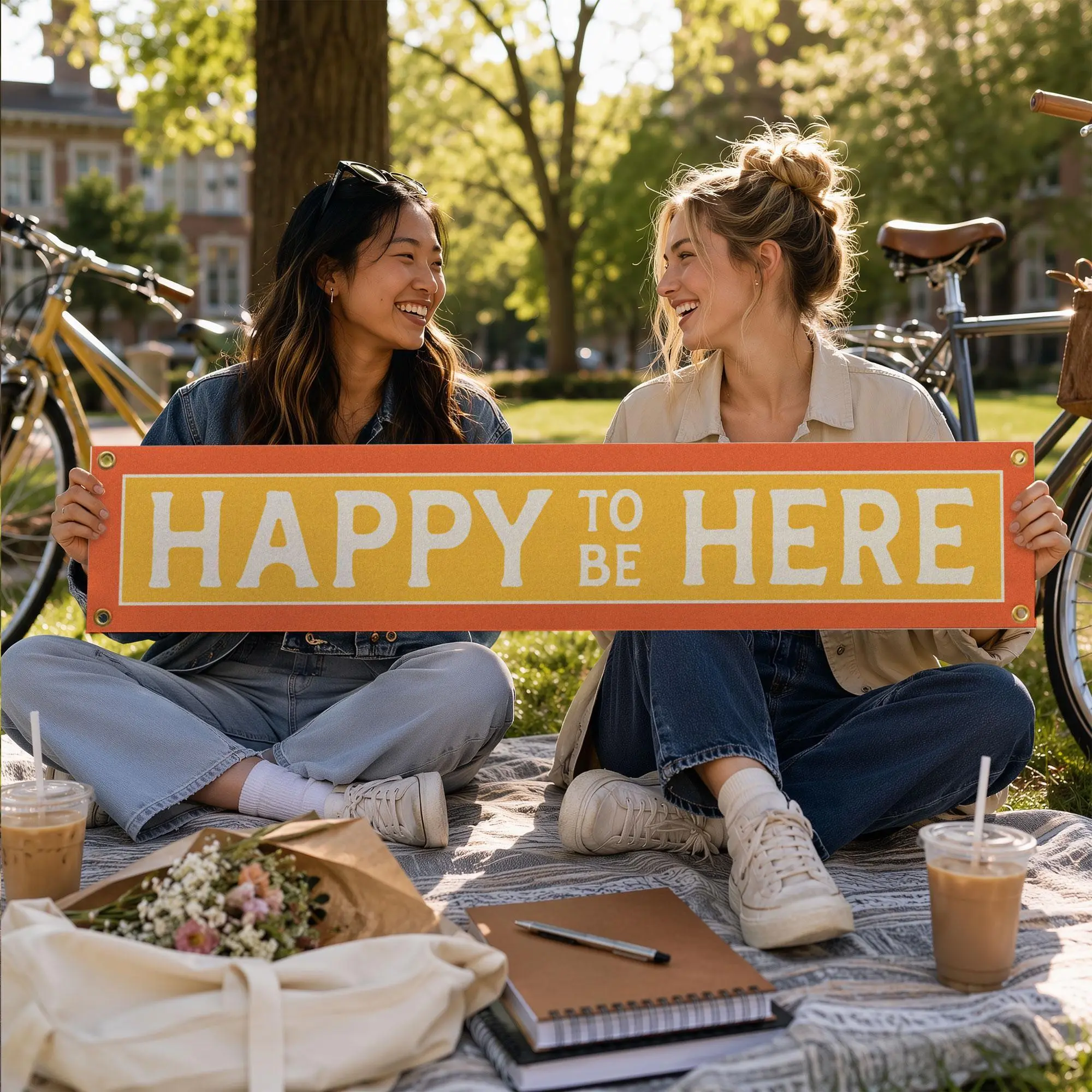 Happy To Be Here Felt Banner
