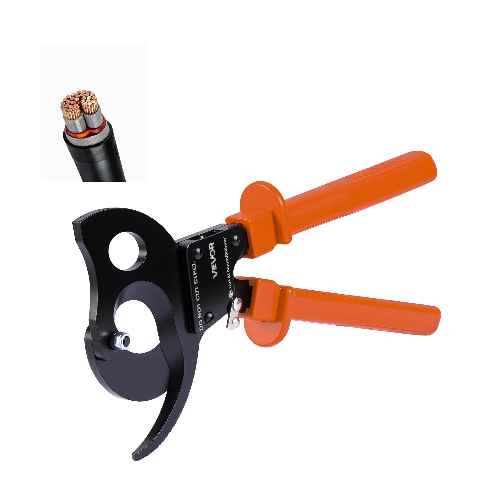 【Summerfinds】VEVOR Ratcheting Cable Cutter,Spring Steel Blades with PVC-Coated HandlesQuick-Release ButtonHeavy Duty Ratchet Cable Wire Cutter for Cutting Copper & Aluminum Cables Up to 1000 MCM / 500 mm²