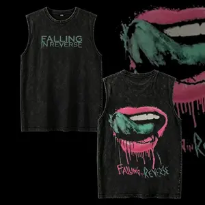 Retro Falling in Reverse Lips band t shirts Washed Tee, vintage clothing Rock Band, Oversize Streetwear Heavy Cotton Top, Unisex Alternative Metal Concert grunge clothes fathersdaygift
