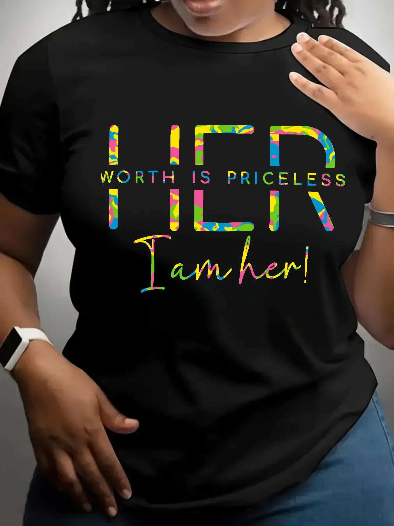 Women's Letter Print Round Neck Tee, Fashion Casual Fitted Crewneck Short Sleeve T-shirt for Daily Holiday Vacation Outdoor Wear, Ladies Clothes for S