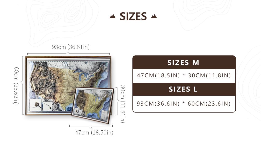 USA 3D Frameless Map Large