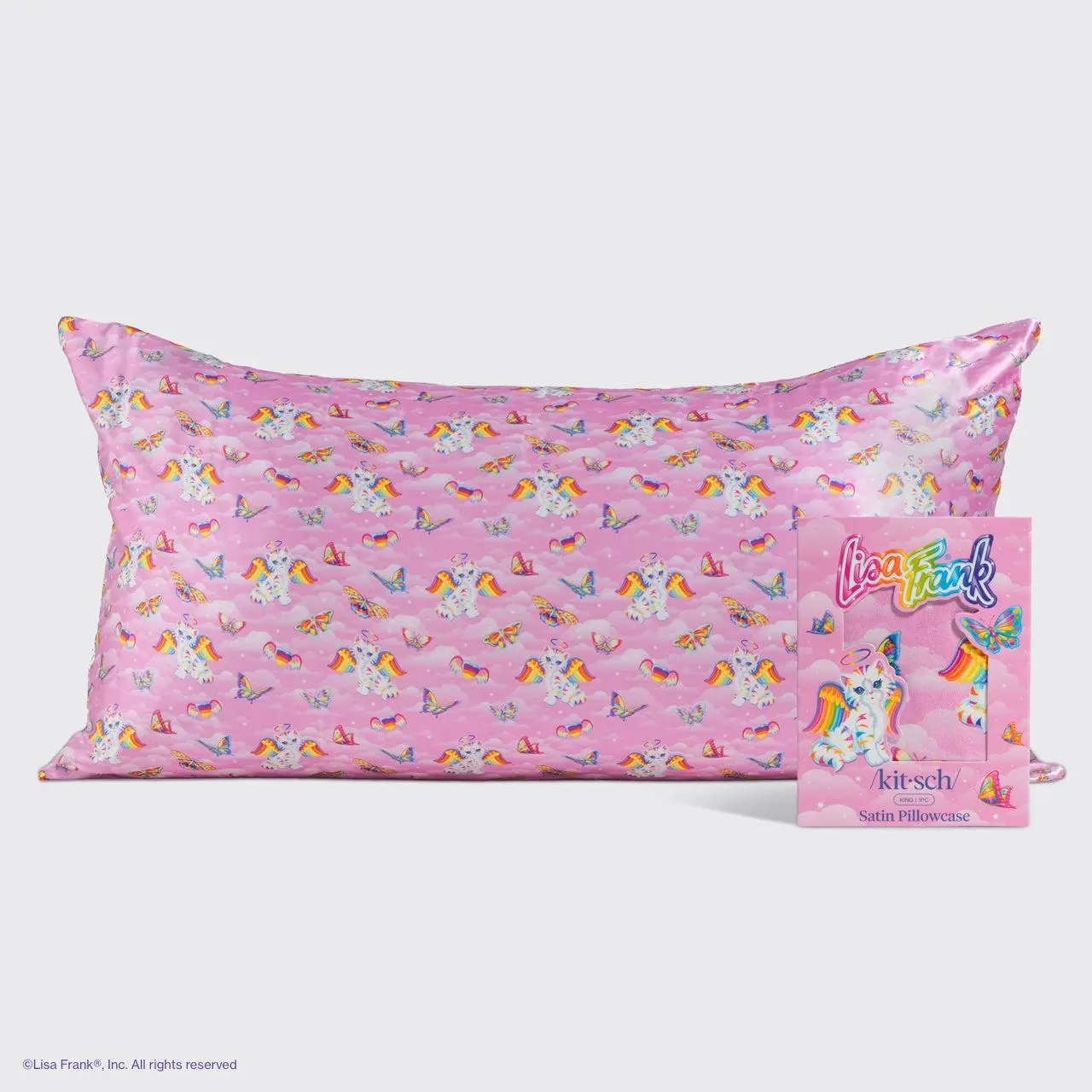 Lisa Frank x Kitsch Satin Pillowcase in Angel Kitty™ - King Lisa Frank x Kitsch Satin Pillowcase in Angel Kitty™ - King