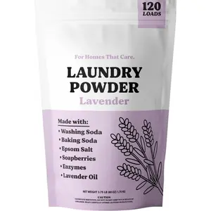 Lavender Laundry Detergent Powder Alternative - Powder Form, Cleaner Ingredients, Sensitive Skin-Safe, Stain-Fighting, Odor-Eliminating, Essential Oils Infused, HE Safe (120 Loads)