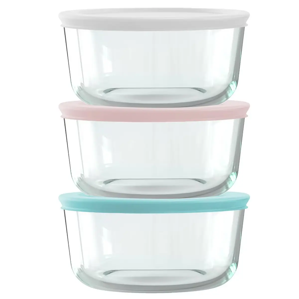 Pyrex Simply Store 6-pc 4-cup Round Glass Storage Set with Assorted Color Lids: Small Glass Containers, Dishwasher-Safe