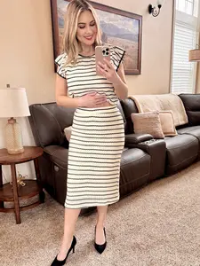 Oatmeal and Black Knit Skirt