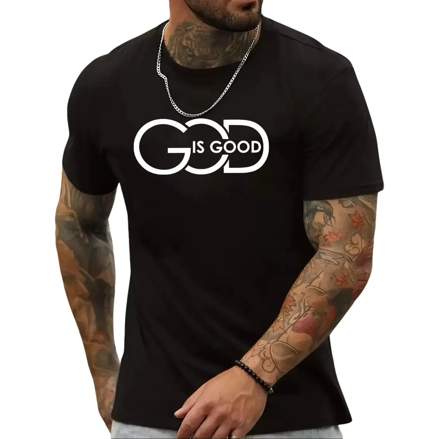 Men's 100% Cotton Crewneck Short-Sleeve T-Shirt, Christian Sheep Graphic Casual Summer Tee