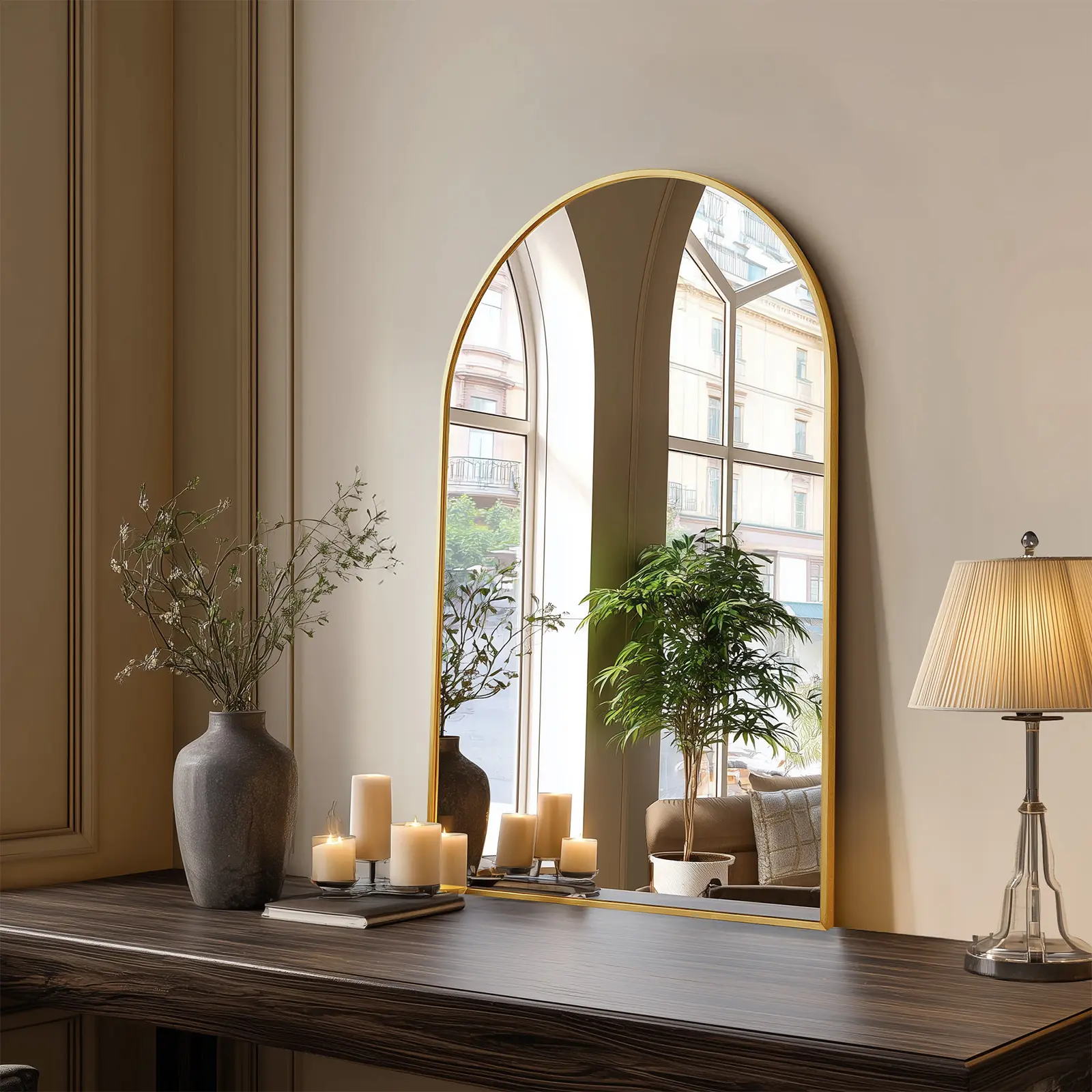 Arched Anti-Fog Bathroom Mirror, 30x20 / 35x24 / 37x26 Inch Options, Rustproof Aluminum Frame, HD Explosion-Proof Glass, Elegant Wall Mirror for Entryway, Living Room, Cafe (Golden/Black) | #HomeDecor