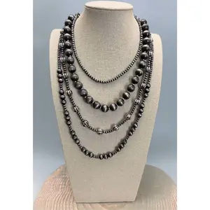 Western Faux Sterling Pearl Necklace Set - 16, 18, 20 and 22 inch set