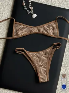 2026 New Spring Summer Bikini Two-Piece Swimsuit for Women, Style Sexy Backless Swim Top Triangle Tight Beach Vacation Swimwear