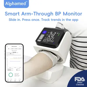 Upper Arm Blood Pressure Monitor for Home Use, Smart BP Machine with App Tracking, Large Cuff, One-Touch, 3 Users Memory for Family, Alphamed Health Management System