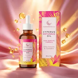 Caramela Beauty Cyperus Rotundus Hair Reduction Oil | Natural Gentle Hair Growth Minimizing Body Oil, 2 fl oz (60ml)
