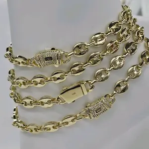 8mm Anklet Pig Stainless Steel 14K Gold Plated with cubic zirconia Accents for Women