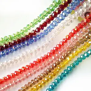 【C002】DIY 8mm Crystal Beads Glass Beads Faceted Teardrop Rondelle Beads Gemstone Loose Beads Bulk Crystal Beads for Jewelry Making DIY Crafts Necklace Bracelet Earring Kit(AB Color)