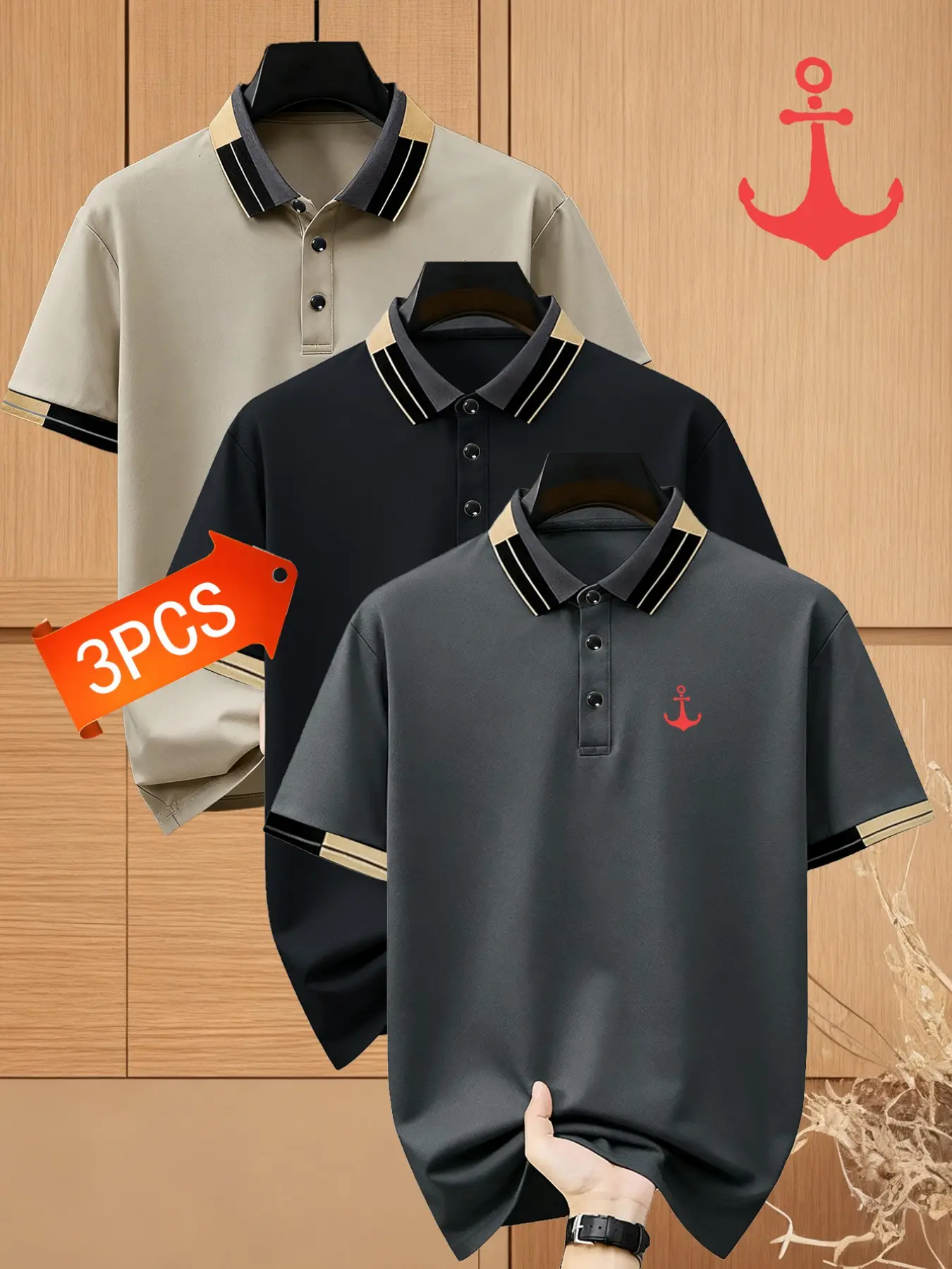 Men's Fashion Polo Shirt Set, Comfortable Breathable Short Sleeve T-Shirt, Casual Golf Wear, Tennis Training, Business Leisure, Casual Golf Shirts