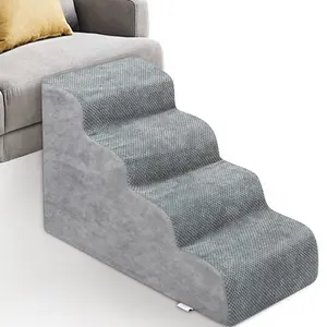 Dog Stairs for Small Dogs 4-Step Extra-Wide High-Density Foam Pet Stairs with Non-Slip Bottom for Beds Couch & Sofa