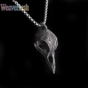 2026 Vintage Nordic Crow Skull Pendant Necklace - Unisex Gothic Animal Bird Skull Amulet, Durable Metal Indoor Recreation Jewelry, Lucky Protection Charm for Daily Wear & Creative Gifting, Gothic Indoor Recreation