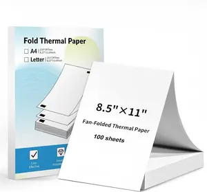 Thermal Printer Paper 8.5 x 11 Inch, 100 Sheets US Letter Size Thermal Paper, Feeding Folded Printing Paper Compatible with N80/D80 Portable Thermal Printer for School, Work, Printing Files, Picture