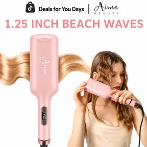 Viral Aima Beauty Mermaid Hair Waver | 1.25 Inch Hair Crimper for Effortless Beach Waves | Easy Use Ionic 2 Barrel Hair Curler for Frizz-Free Long-Lasting Deep Waves, Adjustable Heat Settings Anti-Scald Dual Voltage Travel Hair Tools, Women Natural Waves