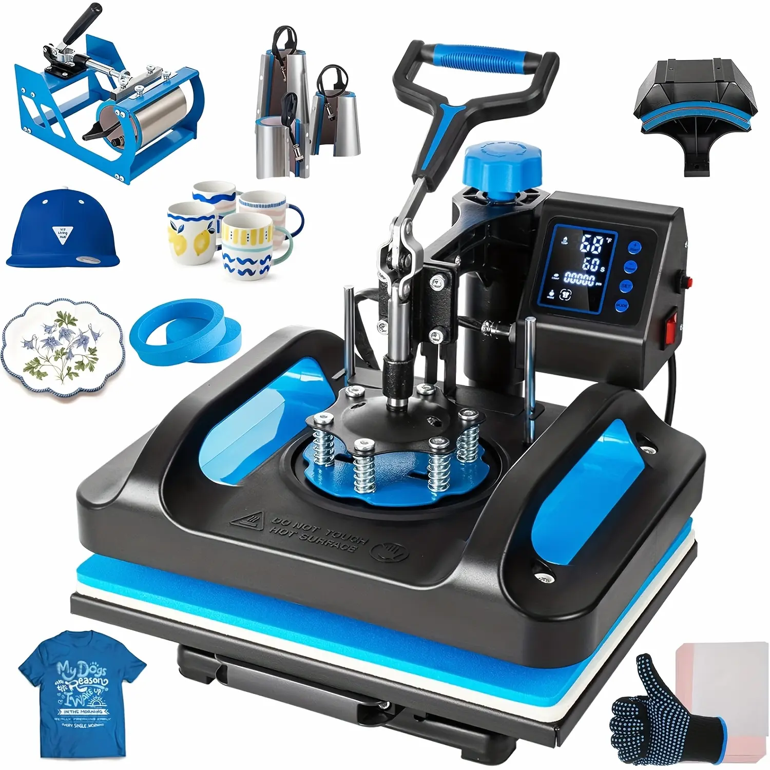 Heat Press Machine, 8-In-1 Heat Press, 5-In-1 Heat Press, 15X15 Inch, 12X15 Inch, 12X10 Inch Sublimation T-Shirt Pressing Machine, 360-Degree Swing Away Heat Transfer Machine Multifunction Combo for T-Shirt Mugs And Cap