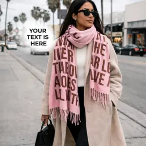 Custom Text Scarf with Brown Fonts, Choose color and Text Option you want to be printed on the scarf.            Soft Luxury Printed Perfect Gift for Women Men Birthday Anniversary Wedding Valentine’s Day Mother’s Day Christmas