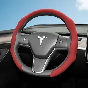 For Tesla NAPPA Perforated Leather Steering Wheel Cover Automotive Anti-slip Breathable Quick-install Design All-season For Model S/Model 3/Model Y/Model X/Model Y L Black Mocha Brown Orange Red Green White