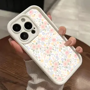 for iPhone 13 Pink Flower Pattern TPU Phone Case for iPhone 16 15 14 Pro Max 13 12 11 XR XS Plus Shockproof Full Camera Protection Durable slim Silicone Cover Cellphone Protective