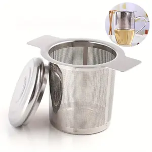 1PC Stainless Steel Tea Infuser with Lid, Fine Mesh Filter for Leaf Tea, Coffee