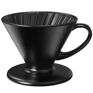 DHPO Artisan Series Coffee Dripper Made of High Fired Ceramic Material, Size 02, Ceramic Pour Over Coffee Maker Filter, Coffee Slow Brewing Accessories for Home, Office and Cafe, Black