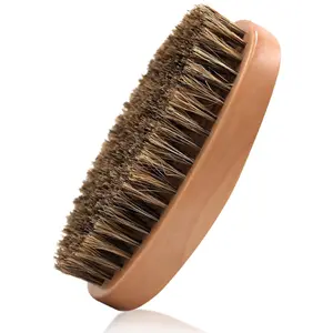 Boar Bristle Hair Beard Brush for Men - Small Soft Beard Brush Pocket Travel Men's Wooden Mustache Brush with Boar Bristles