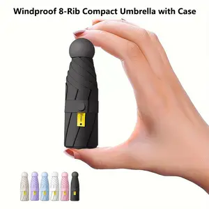 Windproof Compact Umbrella with Case| UPF 50+ Sun Defense, Lightweight, 8 reinforced ribs| Tiny Pocket Umbrella for Purse or Bag, Women Kids and Men,Travel, Outdoor small  business  must  haves
