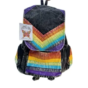 Flying High Brand Backpacks with Colorful Rainbow Design and Chevron Pattern by Foot Path Trading Company