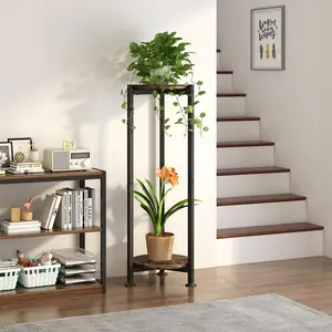 2-3 Tier Corner Plant Stand Indoor, 32Inch Tall Vertical Metal Flower Heavy Duty Pot Holder Shelf Outdoor for Patio Porch Living Room,