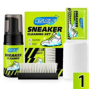 XS-SMILE sports/sneaker cleaning care product for white sneakers; foam dry clean; suitable for various shoe materials; easy to clean; includes built-in cleaning tools; no rinsing required; stain removal cleaner