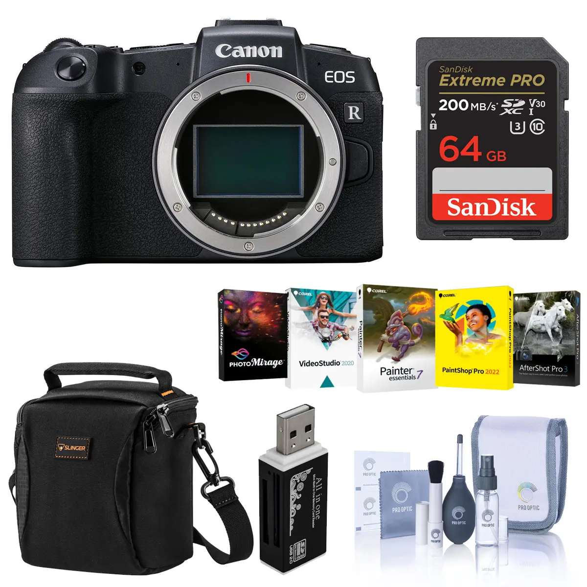 Canon EOS RP Mirrorless Full Frame Camera - Bundle With 64GB SDXC Card, Camera Case, Cleaning Kit, Card Reader, Pc Software Package