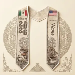 Custom Aztec Graduation Stole 2026, Mexican Eagle Graduation Sash, Personalized Mayan Heritage Grad Gift, Class of 2026 Mexico USA Stole