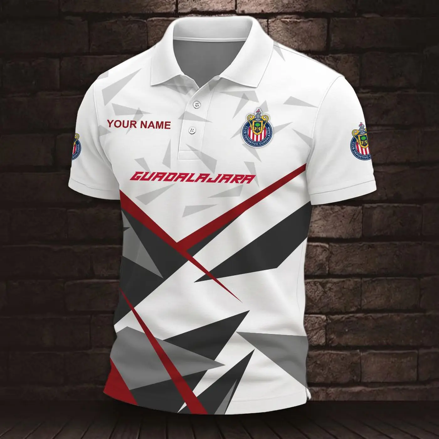 LIGA MX Chivas Guadalajara Personalized Name Multi Color Polo ST2605